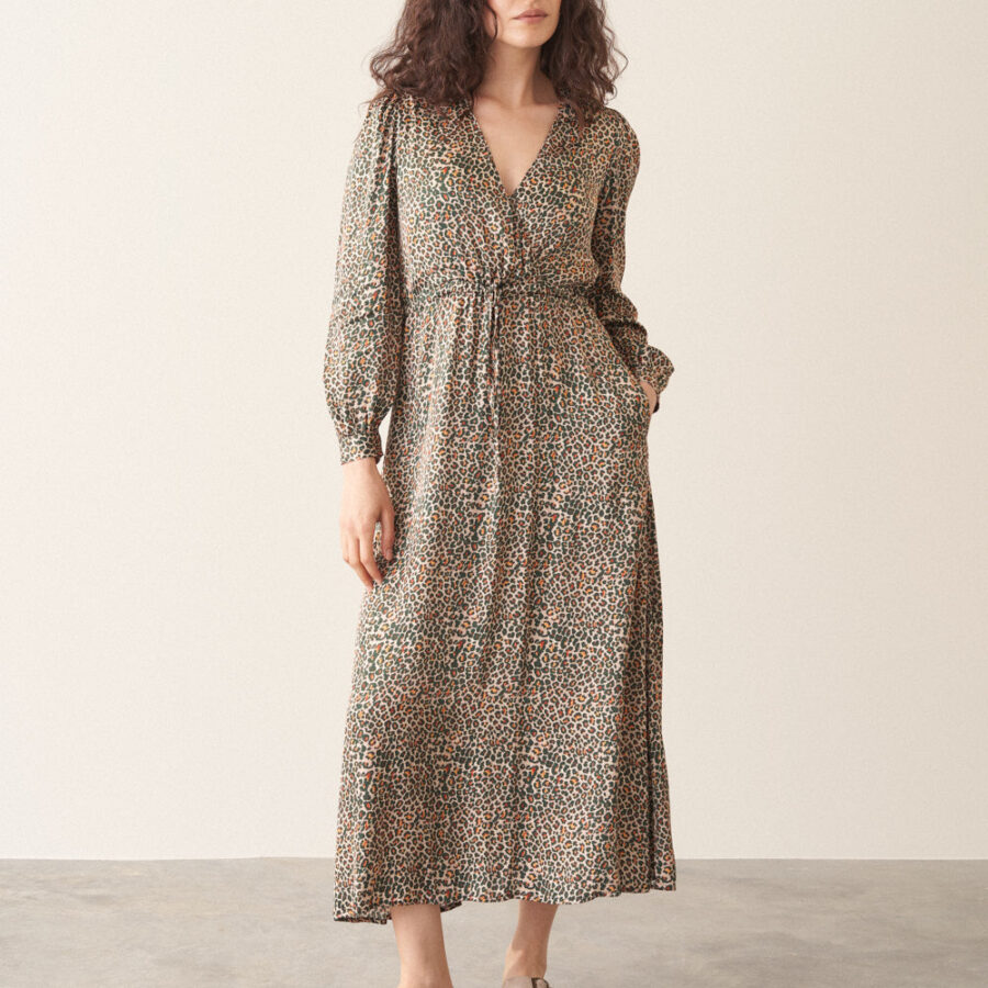 Leopard Print Satin Dress