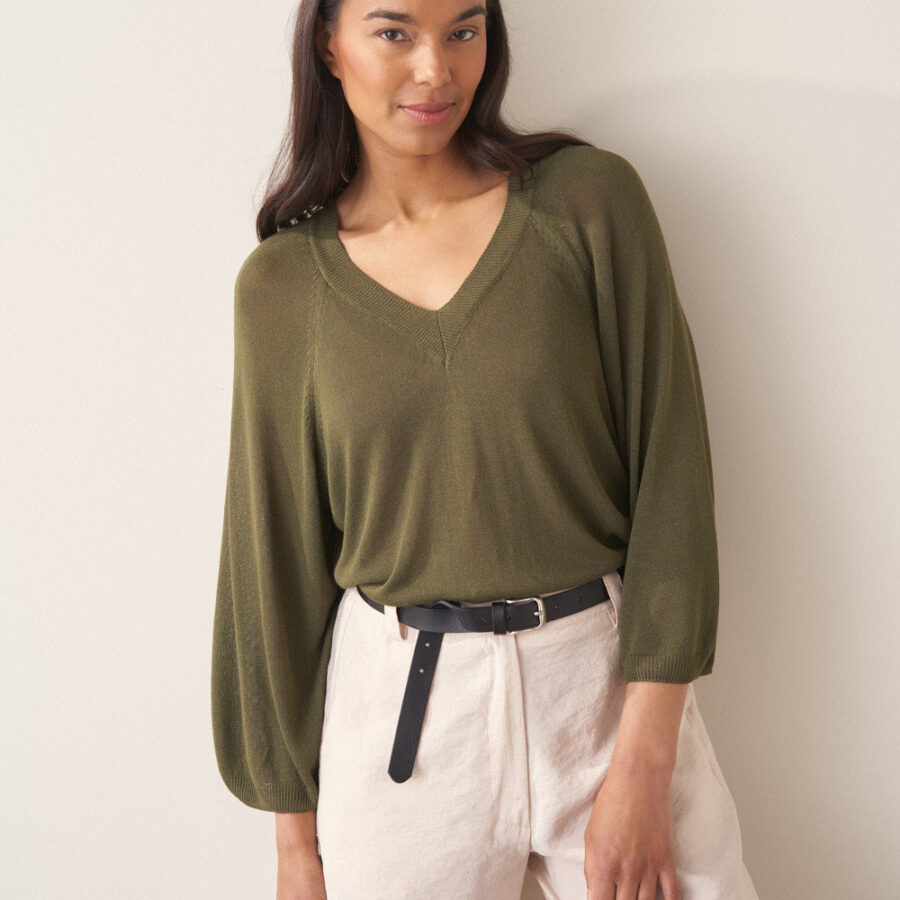 Khaki Linen Blend Sweater